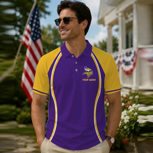 [SPECIAL OFFER] NEW CUSTOMIZED NFL05 MVK MINNESOTA VIKINGS POLO SHIRT