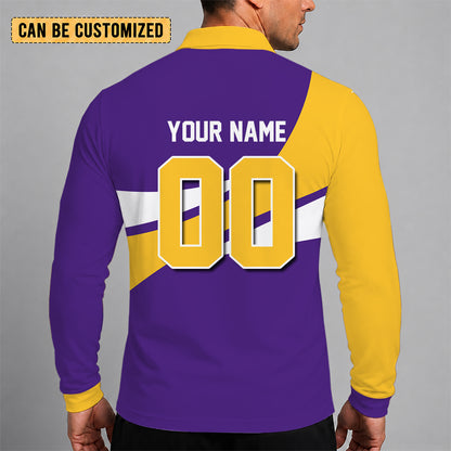 [SPECIAL OFFER] NEW CUSTOMIZED NFL05 MVK MINNESOTA VIKINGS LONG SLEEVE POLO SHIRT