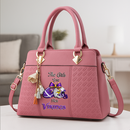 LIMITED EDITION - NEW CUSTOMIZED NFL05 MVK MINNESOTA VIKINGS WOMEN'S ZIP HANDBAG MULTICOLOR