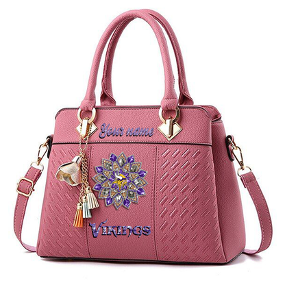LIMITED EDITION - NEW CUSTOMIZED NFL05 MVK MINNESOTA VIKINGS WOMEN'S ZIP HANDBAG MULTICOLOR