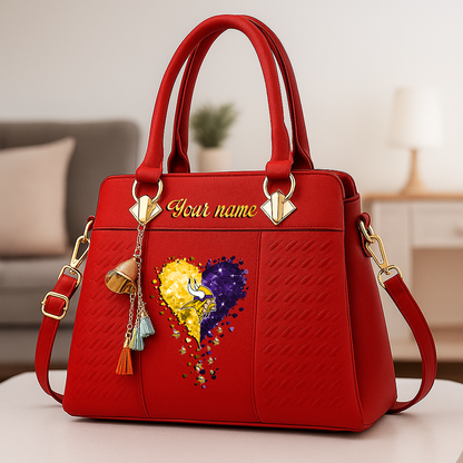LIMITED EDITION - NEW CUSTOMIZED NFL05 MVK MINNESOTA VIKINGS ZIP HANDBAG MULTICOLOR