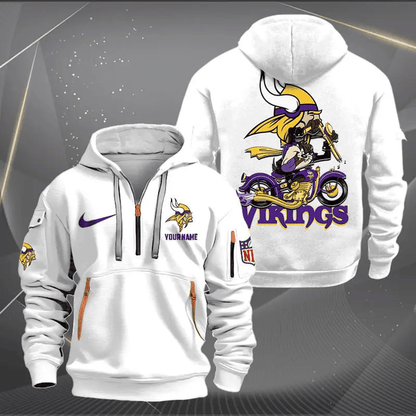 [SPECIAL OFFER] NEW CUSTOMIZED NFL05 MVK MINNESOTA VIKINGS MUTICOLOR QUARTER ZIP HOODIE