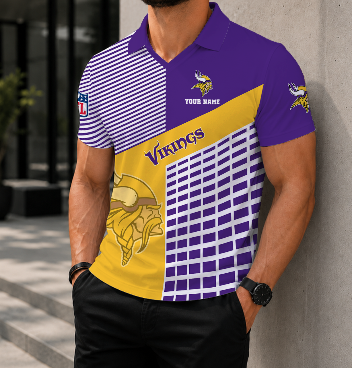 LIMITED EDITION - NEW CUSTOMIZED NFL05 MVK MINNESOTA VIKINGS POLO SHIRT