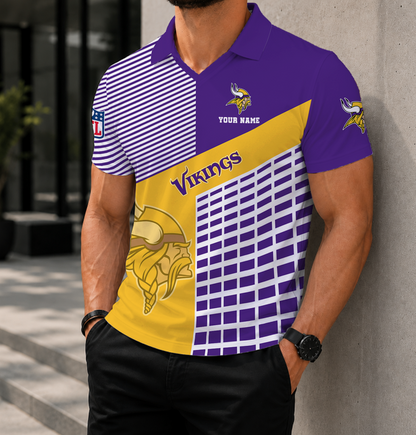 LIMITED EDITION - NEW CUSTOMIZED NFL05 MVK MINNESOTA VIKINGS POLO SHIRT
