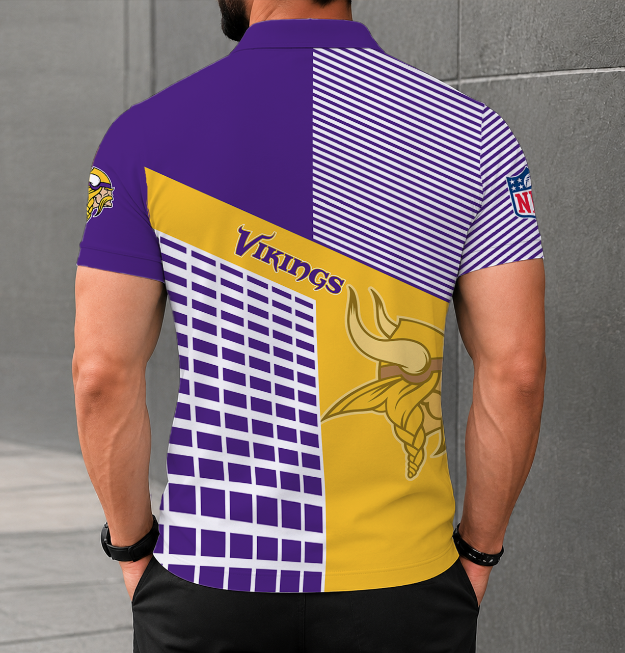 LIMITED EDITION - NEW CUSTOMIZED NFL05 MVK MINNESOTA VIKINGS POLO SHIRT