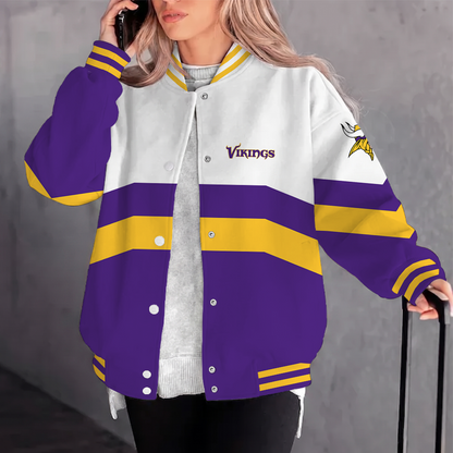 [SPECIAL OFFER] NEW CUSTOMIZED NFL05 MVK MINNESOTA VIKINGS SATIN VARSITY & BASEBALL JACKET