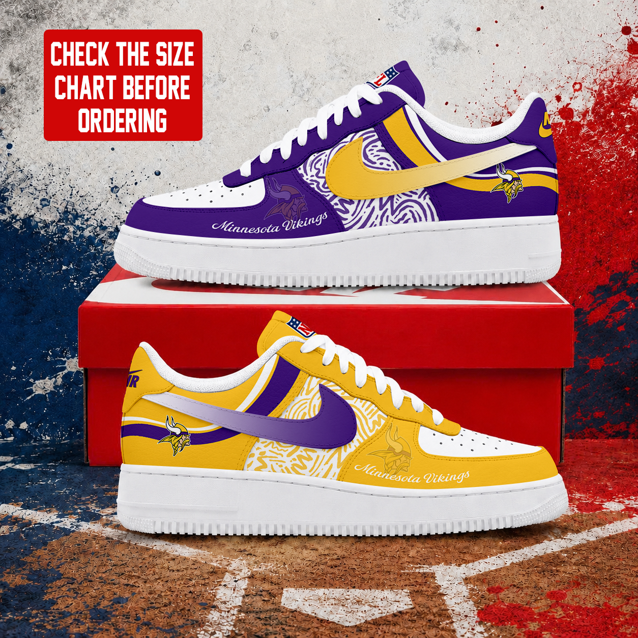 LIMITED EDITION - NEW CUSTOMIZED NFL05 MVK MINNESOTA VIKINGS AF1 SHOES