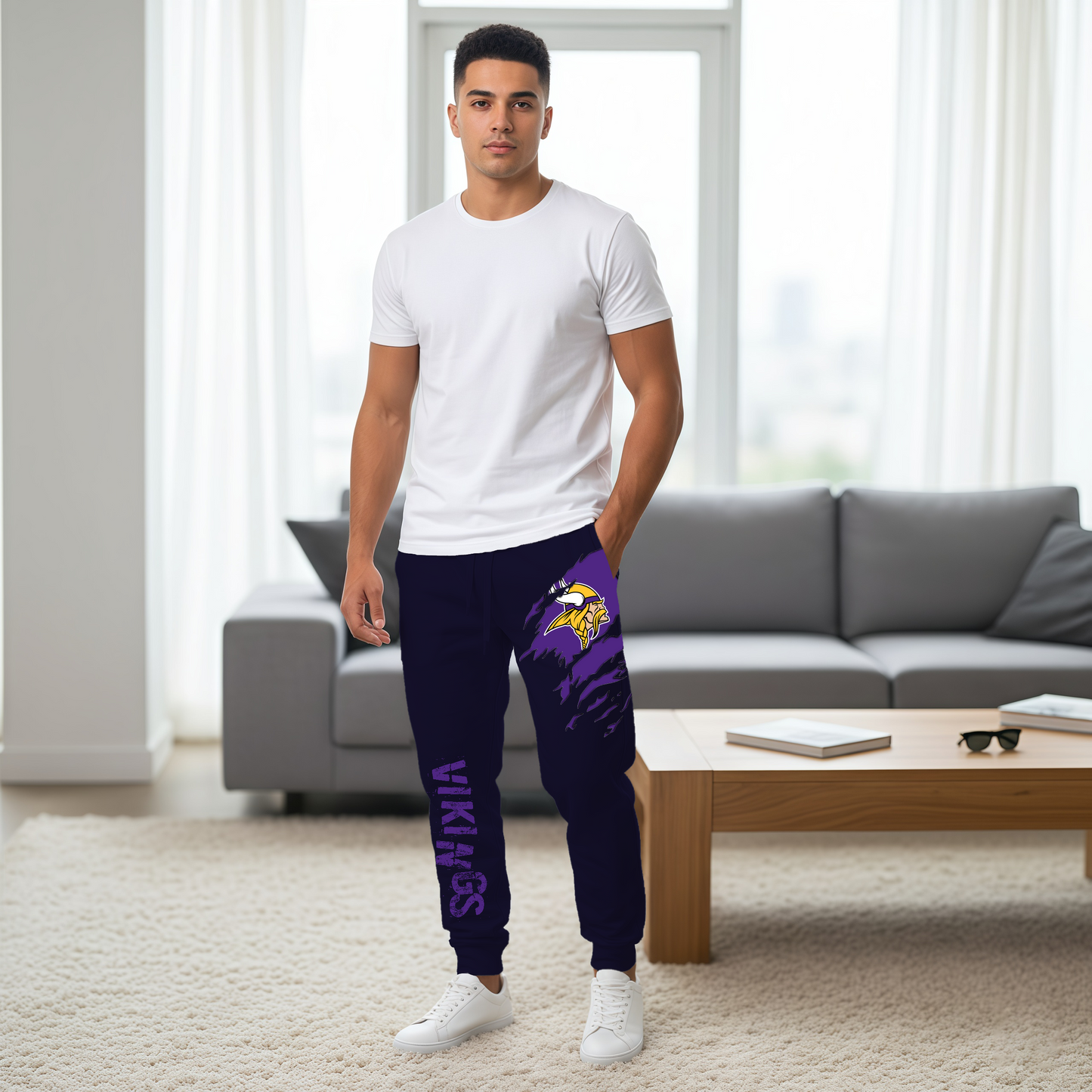 LIMITED EDITION - NEW PERSONALIZED NFL05 MVK MINNESOTA VIKINGS JOGGERS