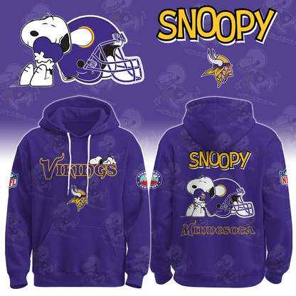 LIMITED EDITION - NEW CUSTOMIZED NFL05 MVK MINNESOTA VIKINGS & SNOOPY UNISEX T-SHIRT, POLO, HOODIE & JACKETS