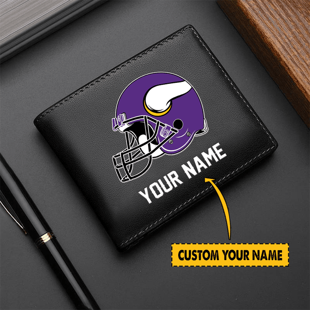 LIMITED EDITION - NEW CUSTOMIZED NFL05 MN VIKINGS LEATHER WALLET