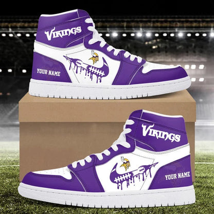 LIMITED EDITION - NEW CUSTOMIZED NFL05 MVK MINNESOTA VIKINGS AIR JORDAN SNEAKERS