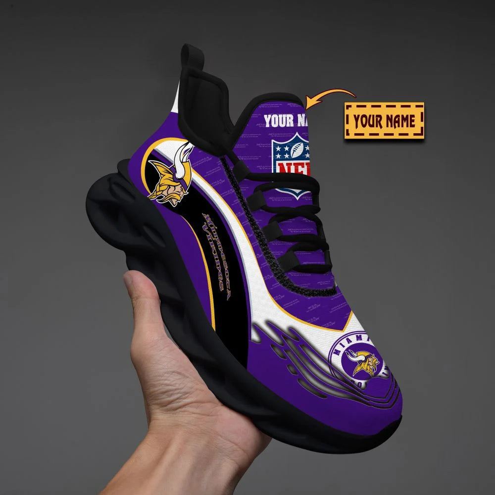 LIMITED EDITION - NEW CUSTOMIZED NFL05 MVK MINNESOTA VIKINGS UNISEX MAX SOUL SHOES