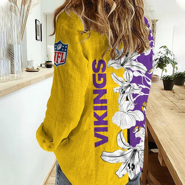 [SPECIAL OFFER] NEW CUSTOMIZED NFL05 MVK MINNESOTA VIKINGS WOMEN CASUAL SHIRT FOR FAN