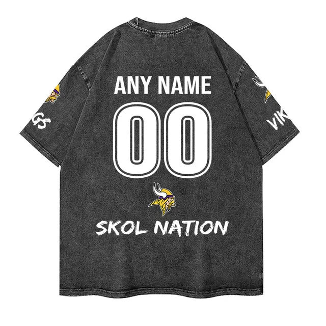 [SPECIAL OFFER] NEW CUSTOMIZED NFL05 MVK MINNESOTA VIKINGS MULTICOLOR WASHED TEE