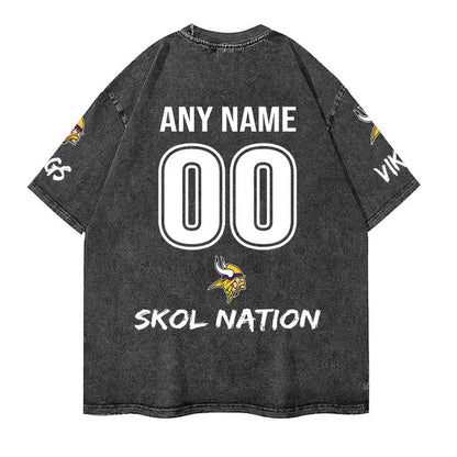 [SPECIAL OFFER] NEW CUSTOMIZED NFL05 MVK MINNESOTA VIKINGS MULTICOLOR WASHED TEE