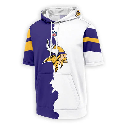 LIMITED EDITION - NEW CUSTOMIZED NFL05 MVK MINNESOTA VIKINGS SHORT SLEEVE HOODIE T-SHIRT