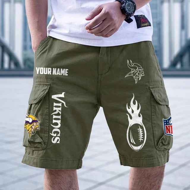 [SPECIAL OFFER] NEW CUSTOMIZED NFL05 MVK MINNESOTA VIKINGS CARGO SHORTS