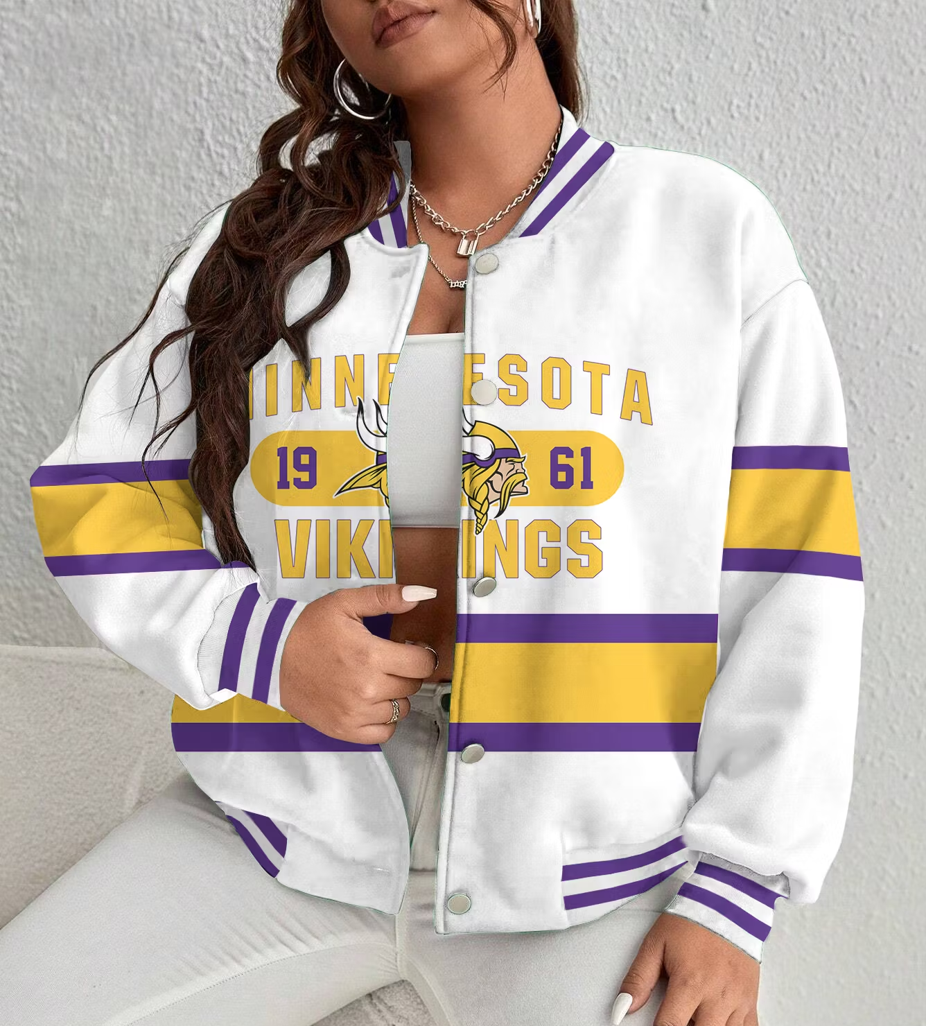 LIMITED EDITION - NEW CUSTOMIZED NFL05 MVK MINNESOTA VIKINGS SATIN VARSITY & BASEBALL JACKET