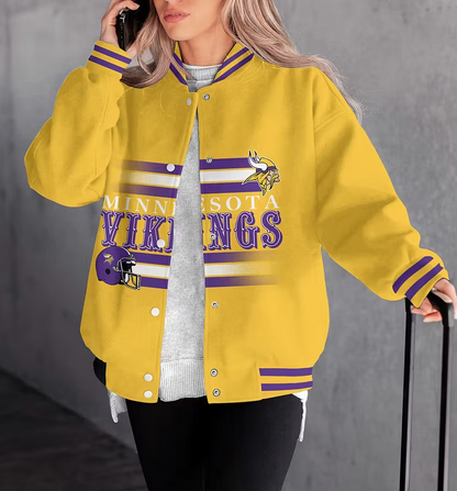 LIMITED EDITION - NEW CUSTOMIZED NFL05 MVK MINNESOTA VIKINGS SATIN VARSITY & BASEBALL JACKET