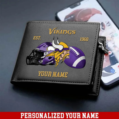 LIMITED EDITION - NEW CUSTOMIZED NFL05 MVK MINNESOTA VIKINGS LEATHER WALLET