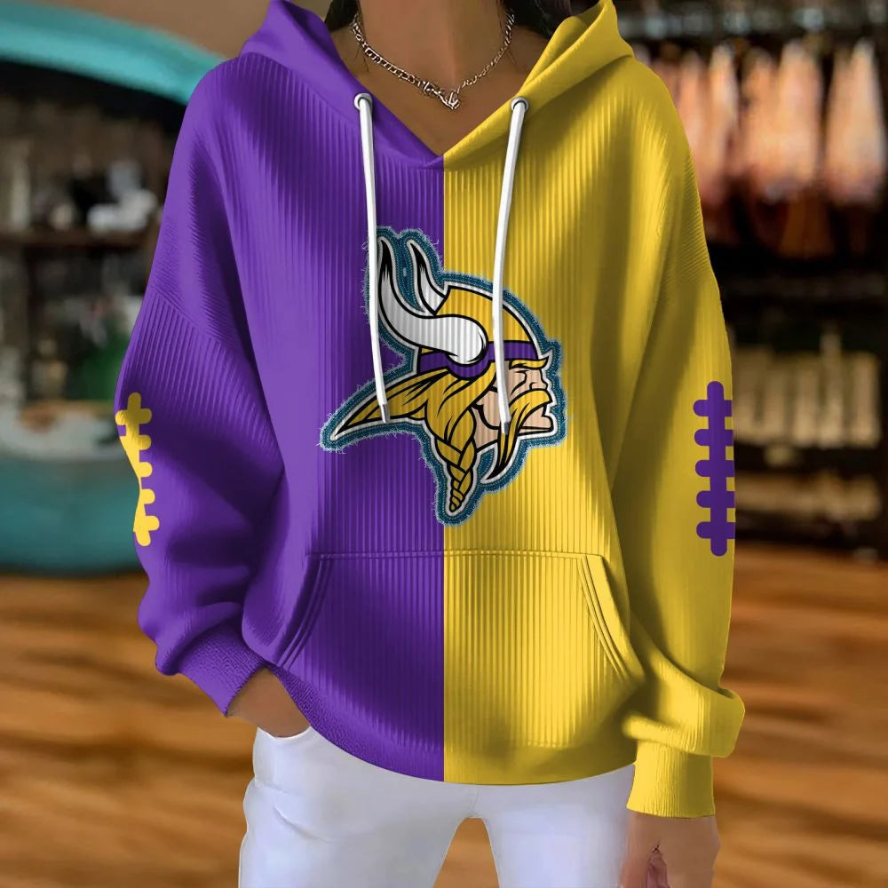 LIMITED EDITION - NEW CUSTOMIZED NFL05 MVK MINNESOTA VIKINGS RIBBED HOODIE & SWEATSHIRT