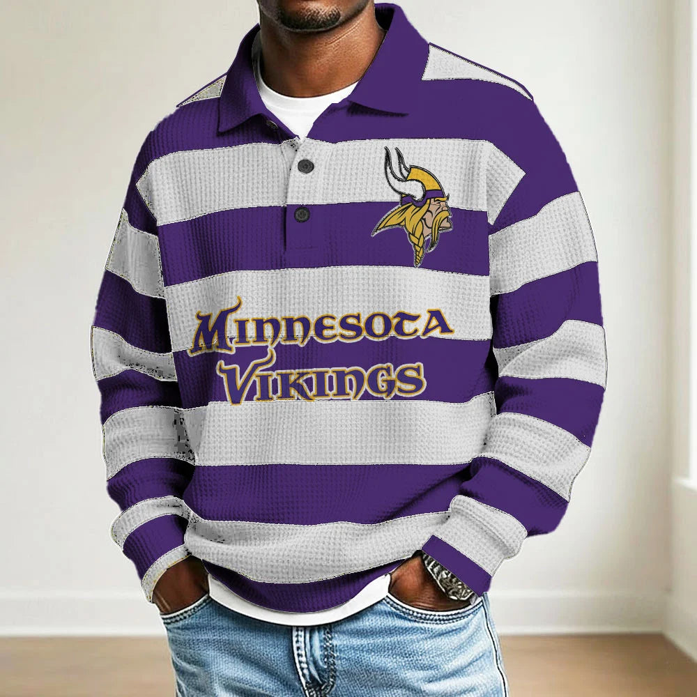 LIMITED EDITION - NEW CUSTOMIZED NFL05 MN VIKINGS MEN LONG SLEEVE POLO SHIRT