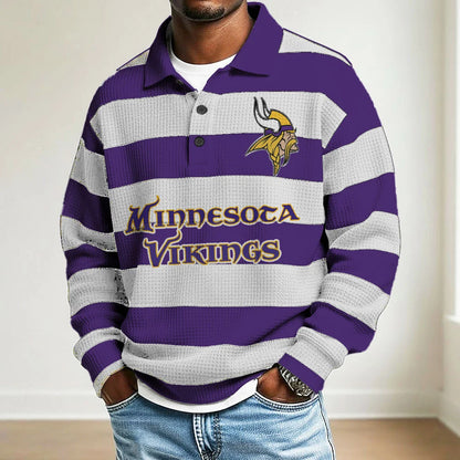 LIMITED EDITION - NEW CUSTOMIZED NFL05 MN VIKINGS MEN LONG SLEEVE POLO SHIRT