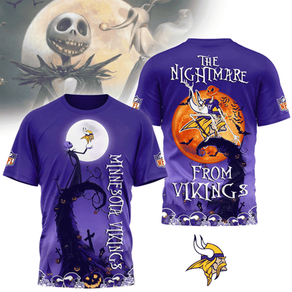 [SPECIAL OFFER] NEW CUSTOMIZED NFL05 MVK MINNESOTA VIKINGS HALLOWEEN THE NIGHTMARE APPAREL