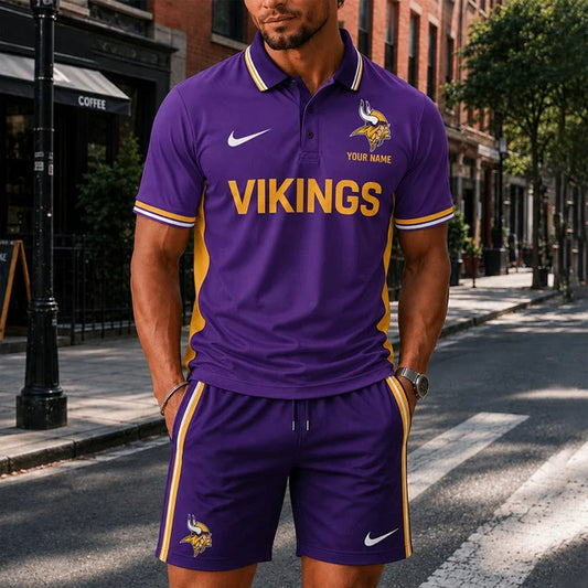 [SPECIAL OFFER] NEW CUSTOMIZED NFL05 MVK MINNESOTA VIKINGS POLO SHIRT & SHORT PANTS
