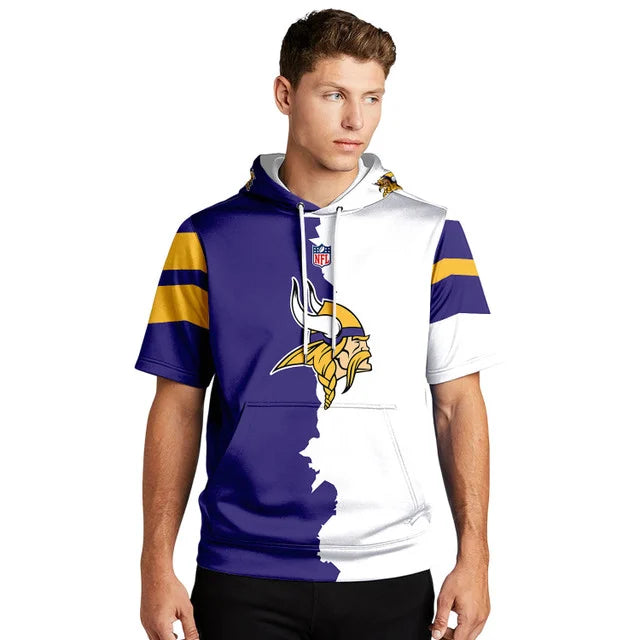 LIMITED EDITION - NEW CUSTOMIZED NFL05 MVK MINNESOTA VIKINGS SHORT SLEEVE HOODIE T-SHIRT
