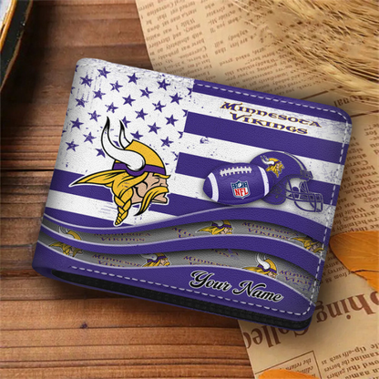 [SPECIAL OFFER] NEW CUSTOMIZED NFL05 MVK MINNESOTA VIKINGS LEATHER WALLET