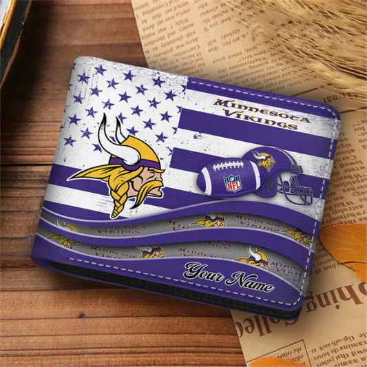 [SPECIAL OFFER] NEW CUSTOMIZED NFL05 MVK MINNESOTA VIKINGS LEATHER WALLET