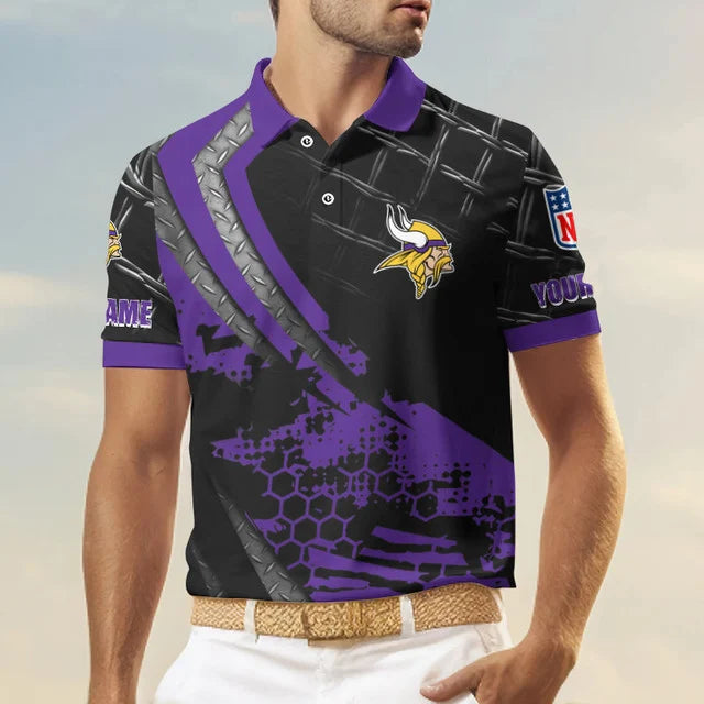 LIMITED EDITION - NEW CUSTOMIZED NFL05 MVK MINNESOTA VIKINGS POLO SHIRT