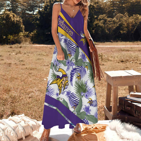 LIMITED RUN - NEW CUSTOMED NFL05 MVK MN VIKINGS HAWAIIAN LONG DRESS