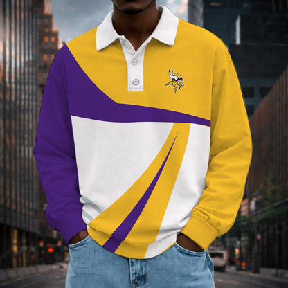 [SPECIAL OFFER] NEW CUSTOMIZED NFL05 MVK MINNESOTA VIKINGS LONG SLEEVE POLO SHIRT