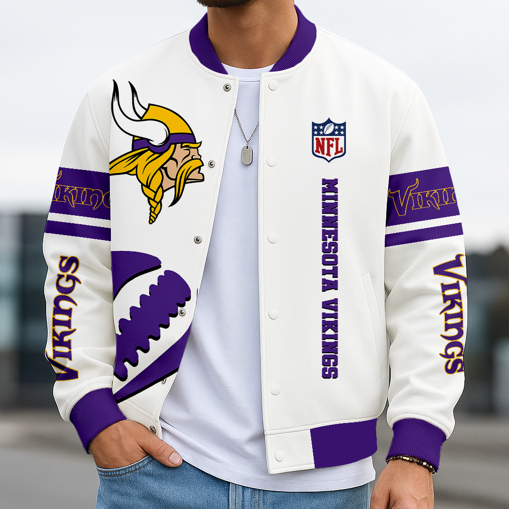 LIMITED EDITION - NEW CUSTOMIZED NFL05 MVK MINNESOTA VIKINGS BASEBALL JACKET