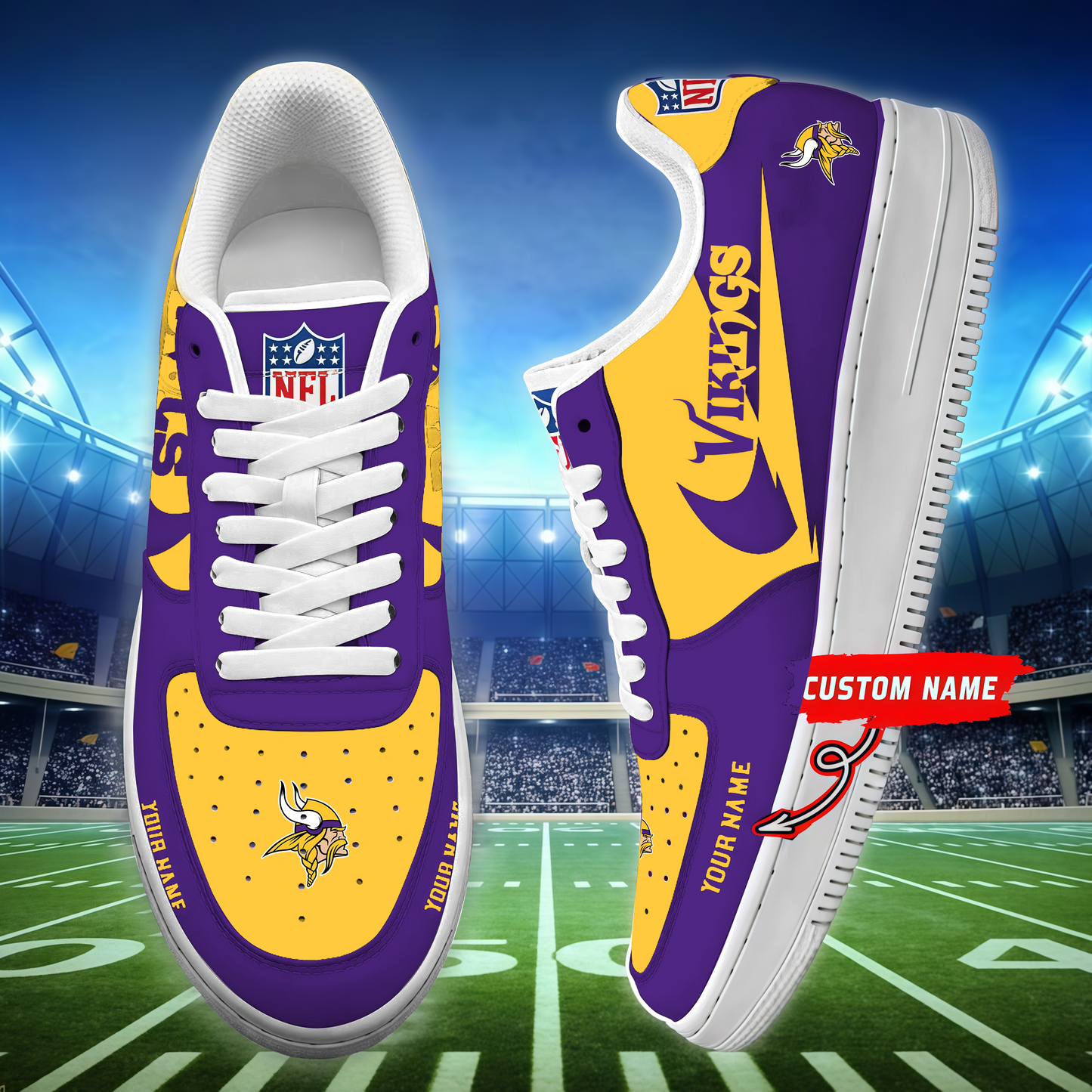 [SPECIAL OFFER] NEW CUSTOMIZED NFL05 MVK MINNESOTA VIKINGS AF1 SNEAKERS