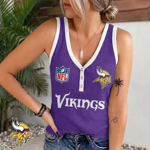 [SPECIAL OFFER] NEW CUSTOMIZED NFL05 MVK MINNESOTA VIKINGS WOMEN'S V-NECK TANK TOP