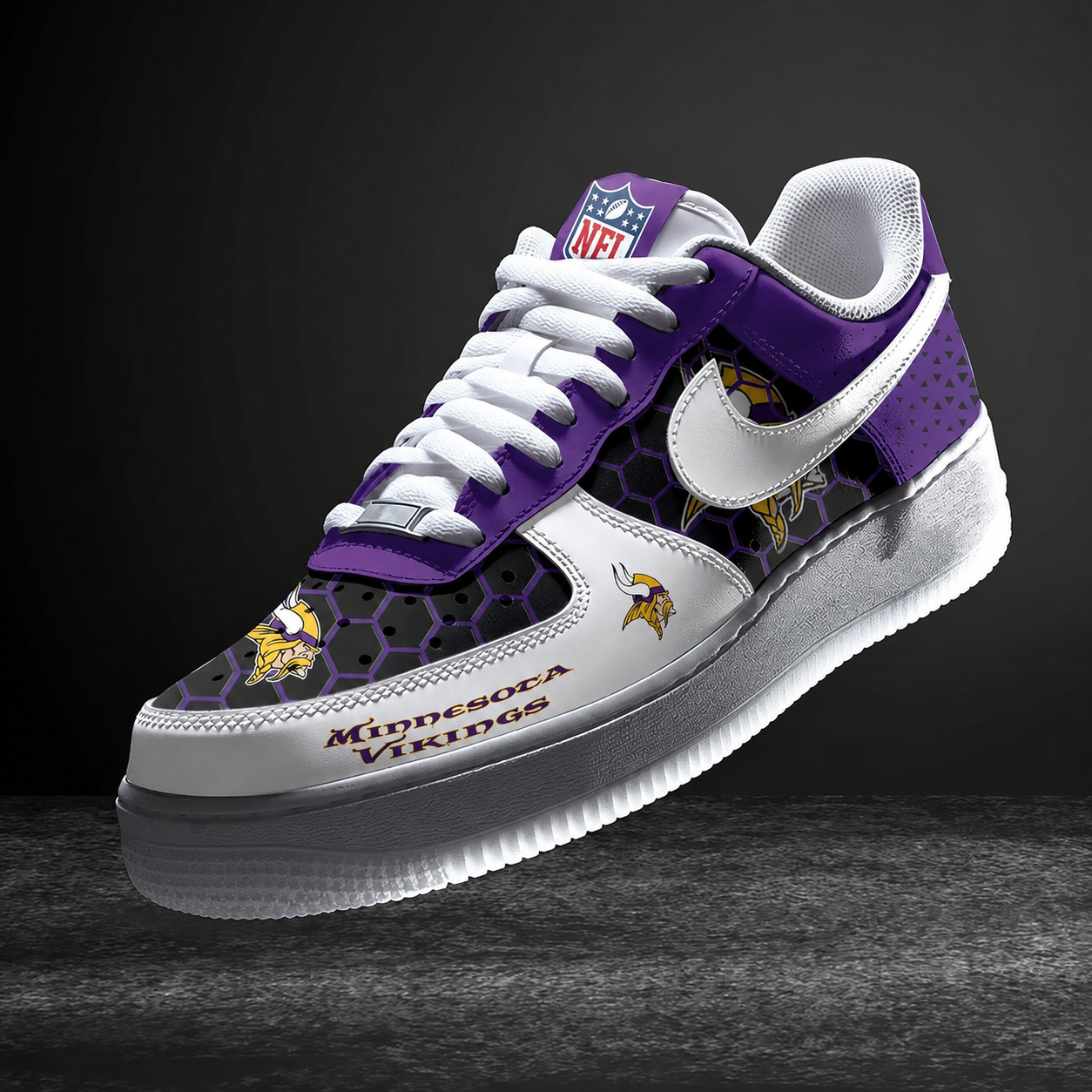 LIMITED EDITION - NEW CUSTOMIZED NFL05 MVK MINNESOTA VIKINGS AF1 SNEAKERS