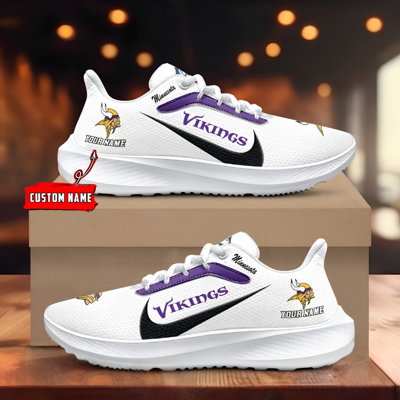 [SPECIAL OFFER] NEW CUSTOMIZED NFL05 MVK MINNESOTA VIKINGS ROAD RUNNING SHOES