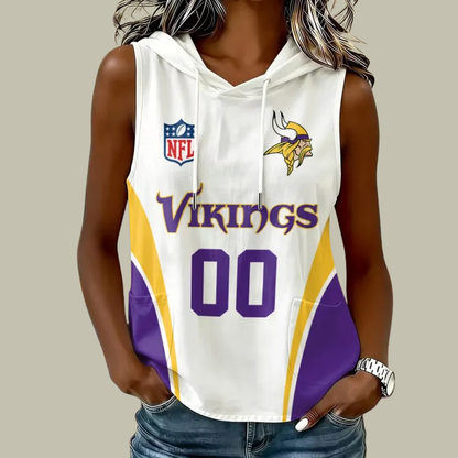 [SPECIAL OFFER] NEW CUSTOMIZED NFL05 MVK MINNESOTA VIKINGS WOMEN'S SLEEVELESS HOODED POCKET TANK TOP