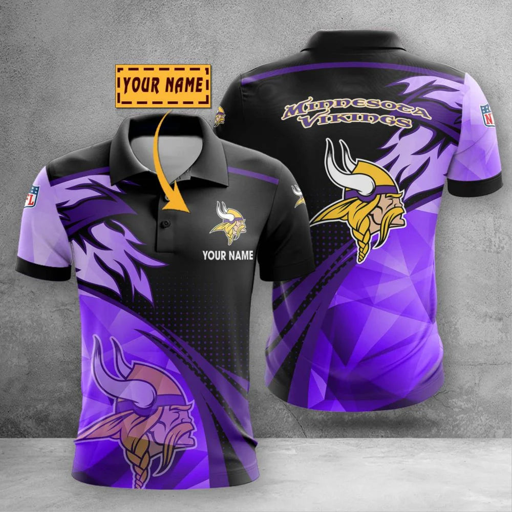 LIMITED EDITION - NEW CUSTOMIZED NFL05 MVK MINNESOTA VIKINGS POLO SHIRT