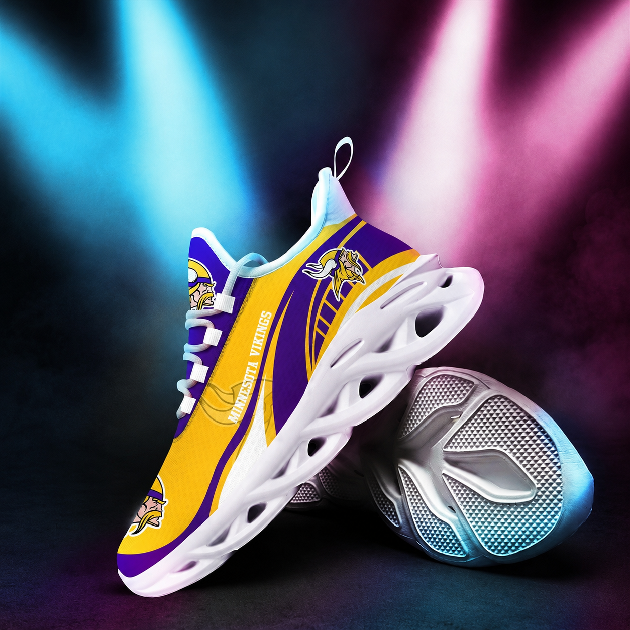 LIMITED EDITION - NEW CUSTOMIZED NFL05 MVK MINNESOTA VIKINGS UNISEX MAX SOUL SHOES