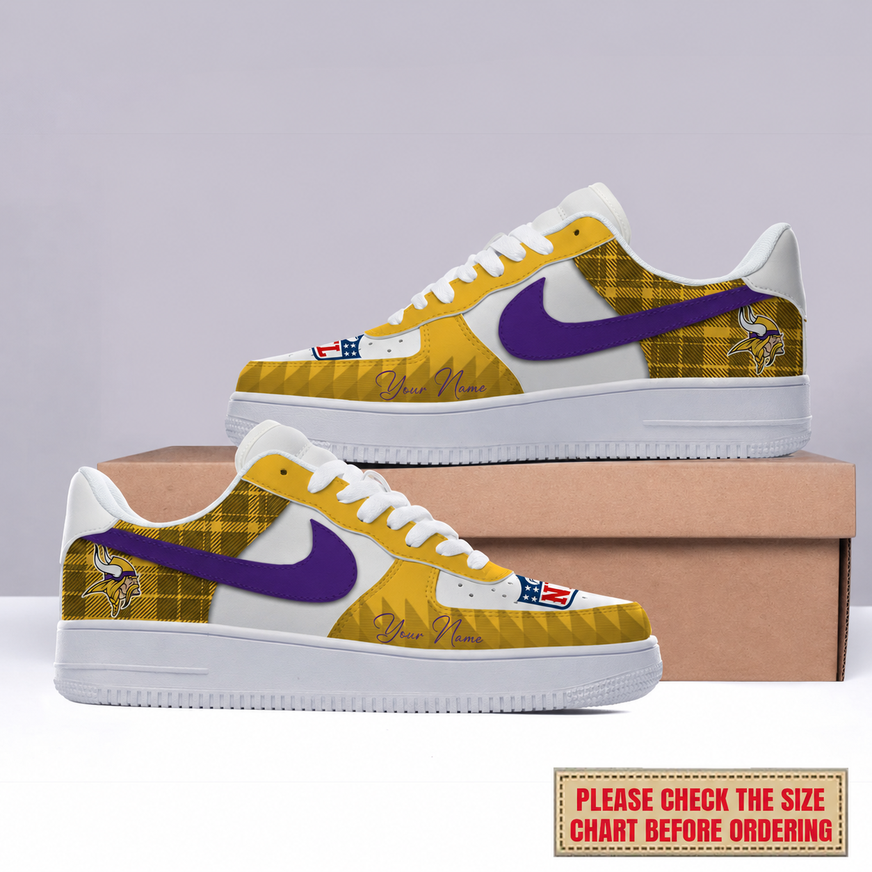 LIMITED EDITION - NEW CUSTOMIZED NFL05 MVK MINNESOTA VIKINGS AF1 SHOES