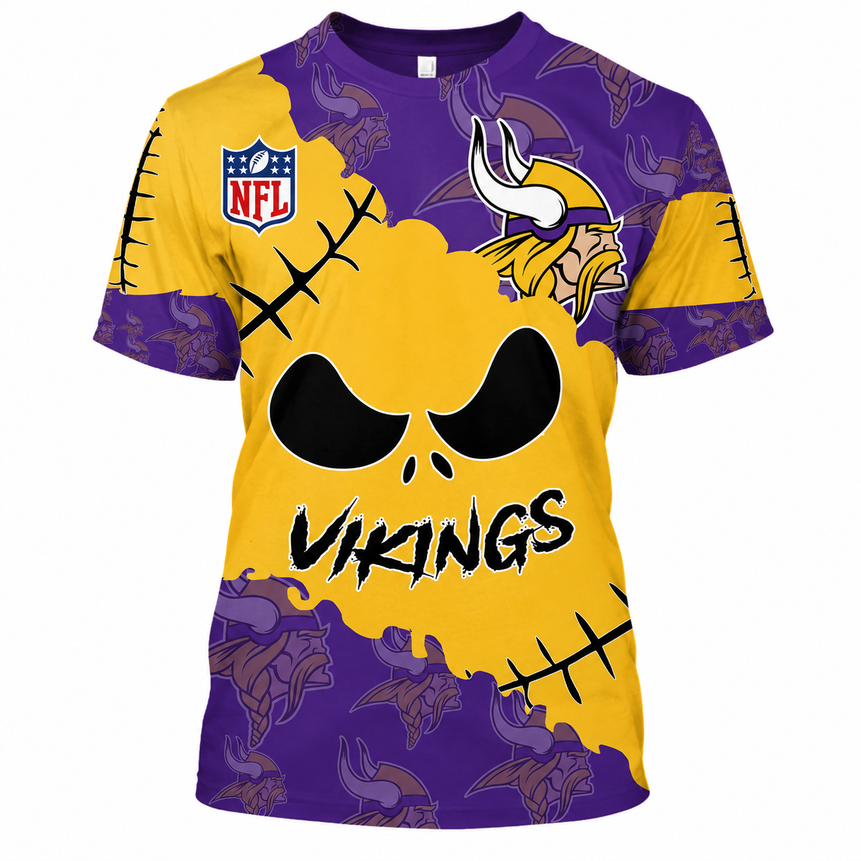 LIMITED EDITION - NEW CUSTOMIZED NFL05 MVK MINNESOTA VIKINGS HALLOWEEN SKULL APPAREL FOR FANS