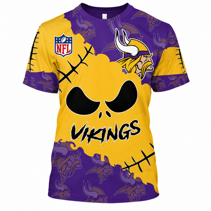LIMITED EDITION - NEW CUSTOMIZED NFL05 MVK MINNESOTA VIKINGS HALLOWEEN SKULL APPAREL FOR FANS