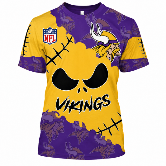 LIMITED EDITION - NEW CUSTOMIZED NFL05 MVK MINNESOTA VIKINGS HALLOWEEN SKULL APPAREL FOR FANS