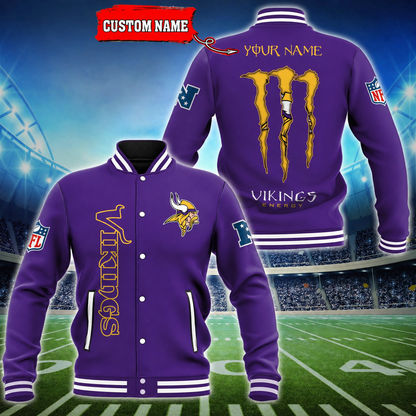 LIMITED EDITION - NEW CUSTOMIZED NFL05 MVK MINNESOTA VIKINGS SATIN VARSITY & BASEBALL JACKET