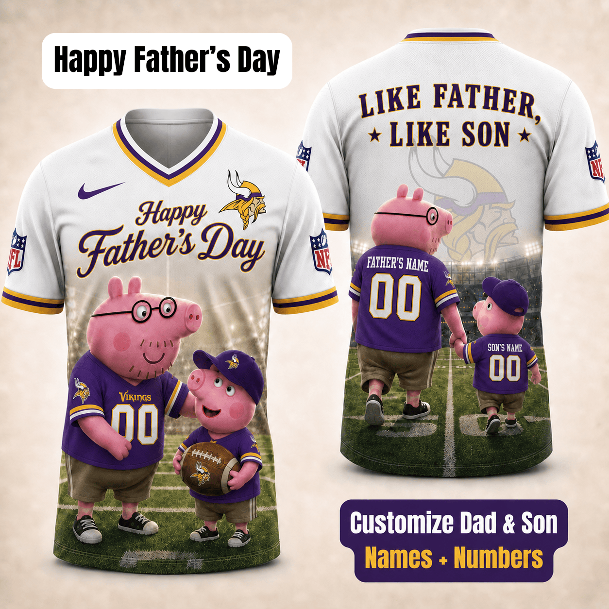 [FATHER'S DAY] NEW CUSTOMIZED NFL05 MVK MINNESOTA VIKINGS FOOTBALL JERSEY