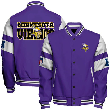 LIMITED EDITION - NEW CUSTOMIZED NFL05 MVK MINNESOTA VIKINGS SATIN VARSITY & BASEBALL JACKET